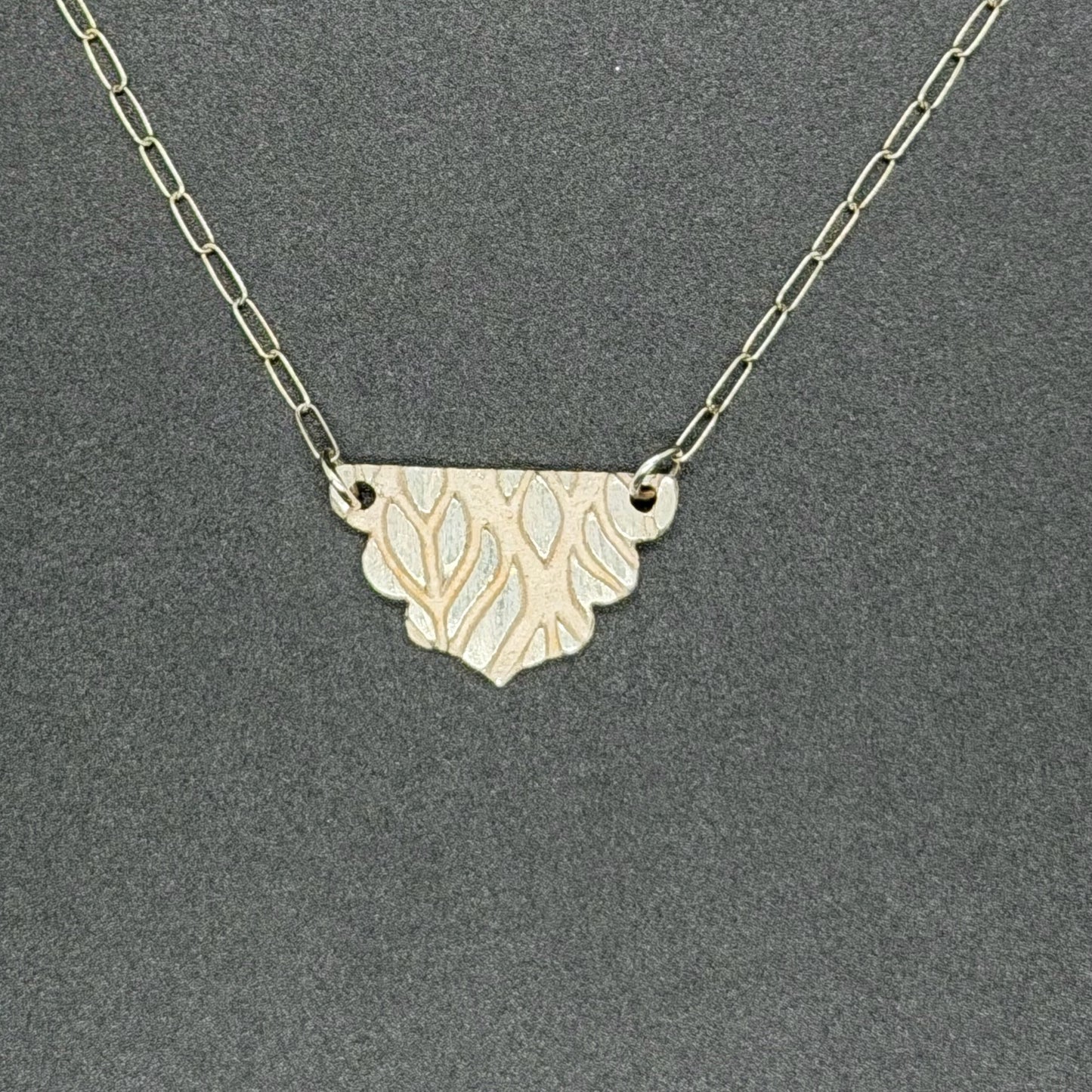 Textured Sterling Silver Pendant Necklace