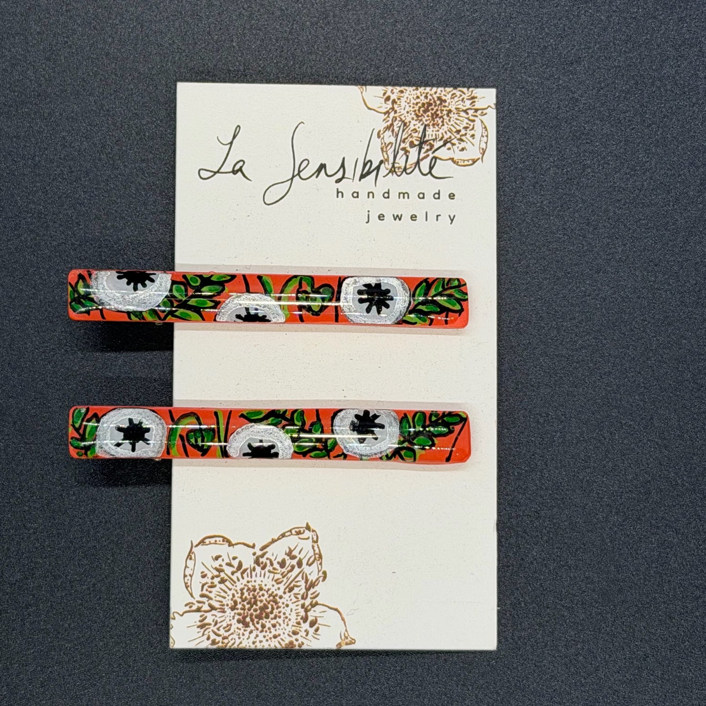 Thin Hand-Painted Hair Clips - Fall2025