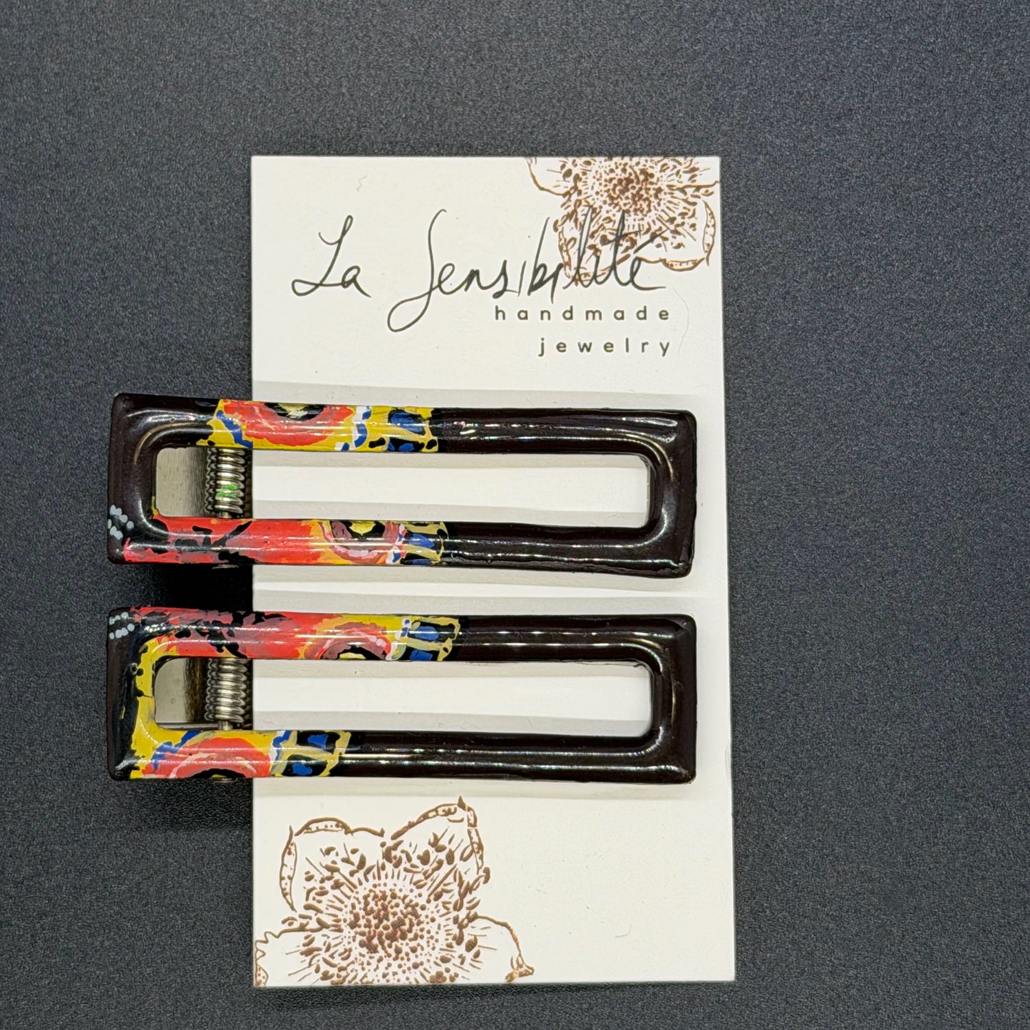 Rectangle Hand-Painted Hair Clip - Fall2025