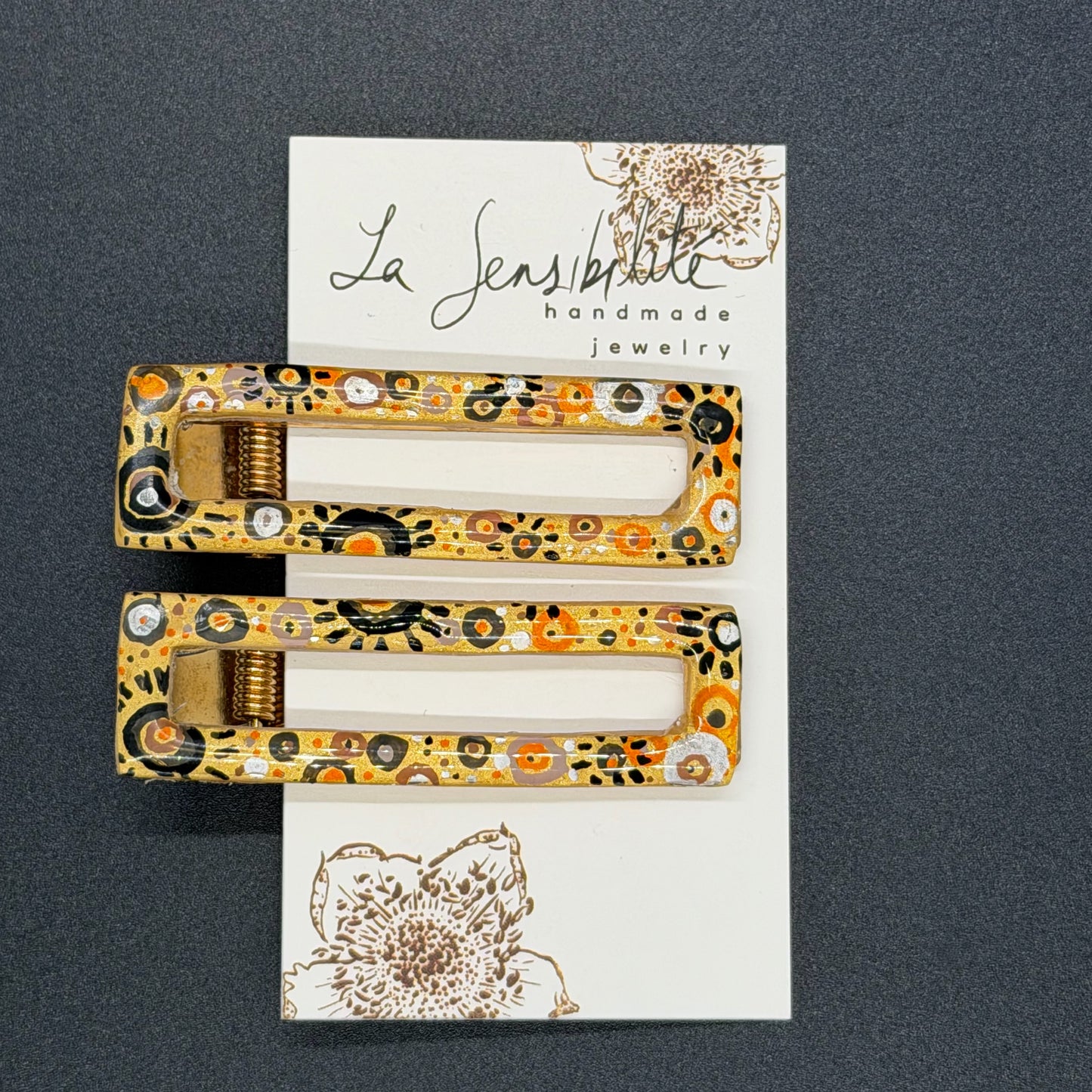 Rectangle Hand-Painted Hair Clip - Fall2025