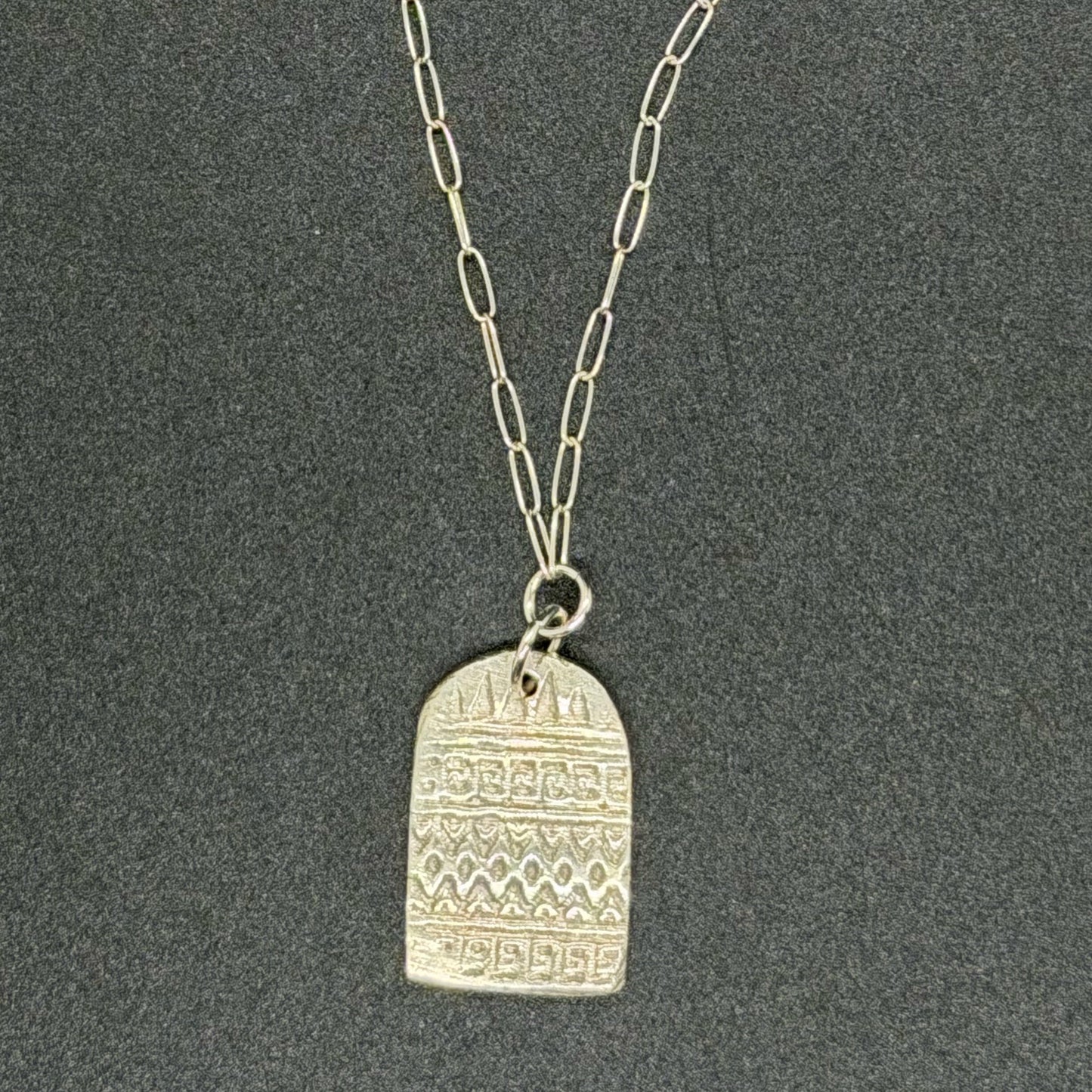 Textured Sterling Silver Pendant Necklace
