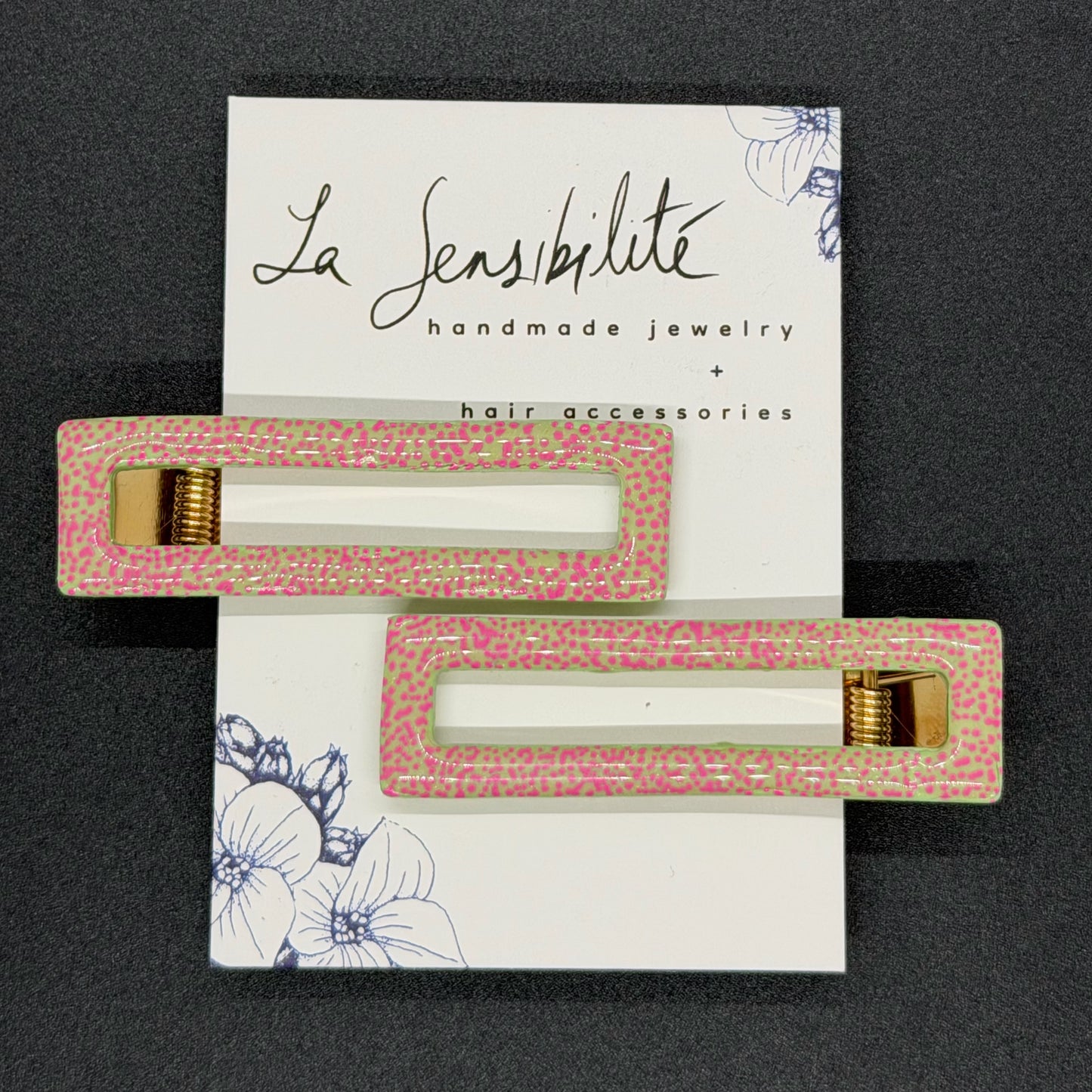 Rectangle Hand-Painted Hair Clips - NEW