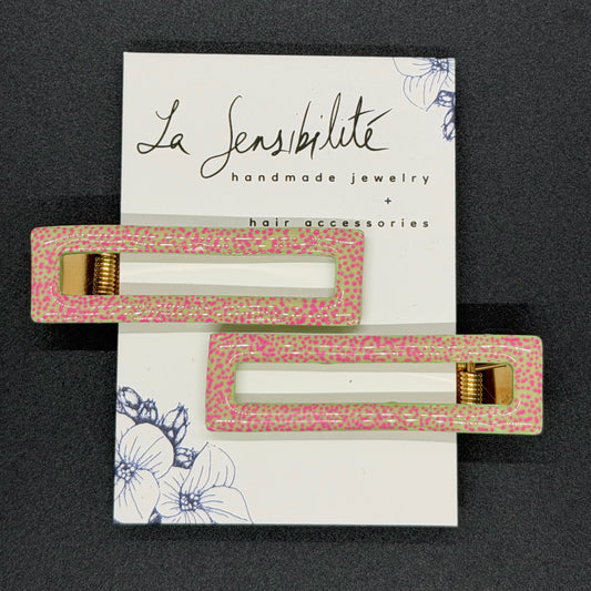 Rectangle Hand-Painted Hair Clips - NEW