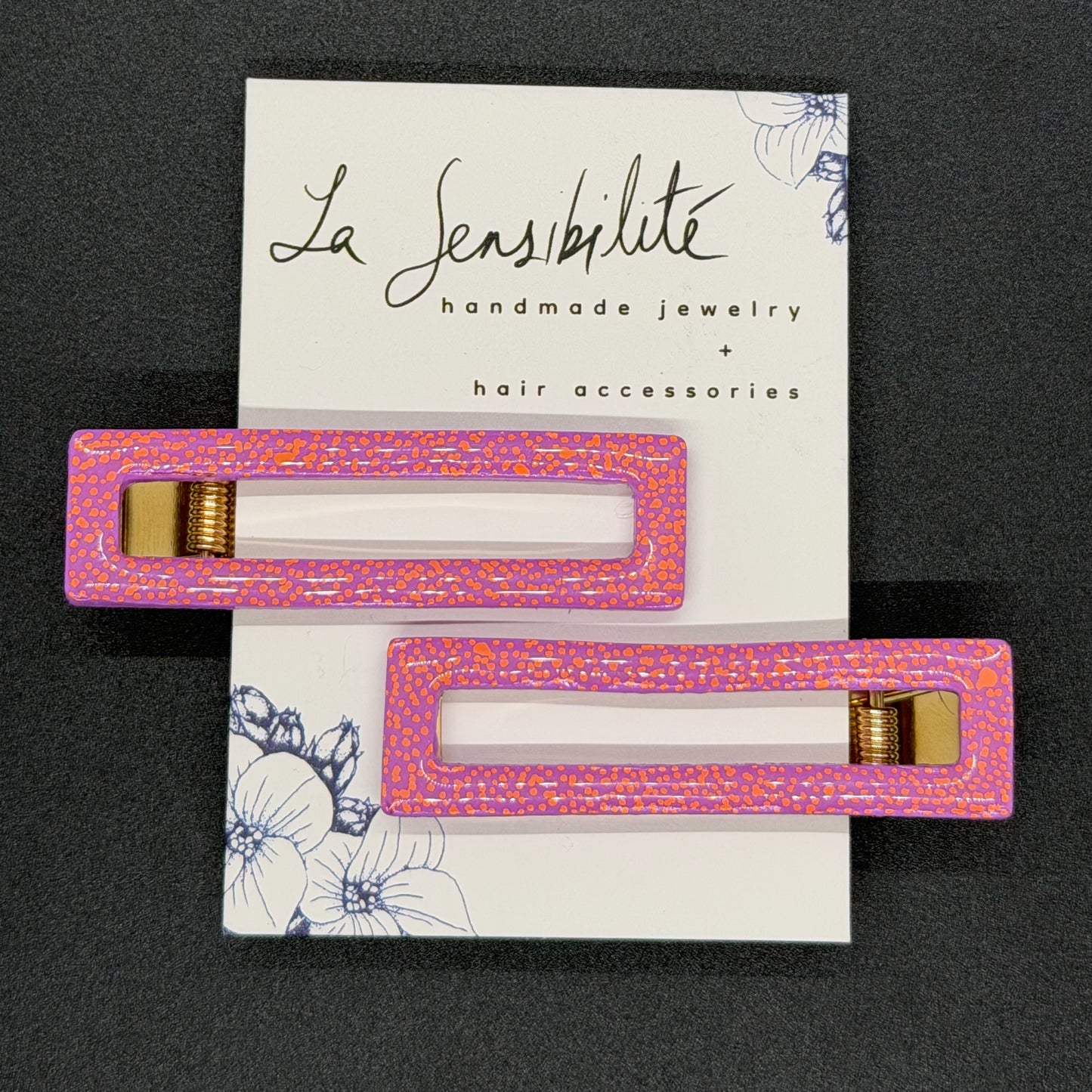Rectangle Hand-Painted Hair Clips - NEW